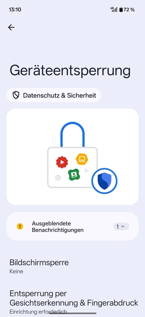 Wählen Sie Bildschirmsperre