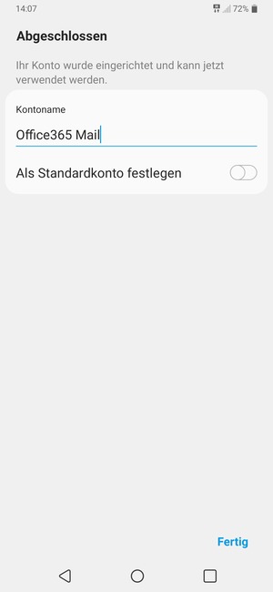 Geben Sie Ihrem Konto einen Namen und wählen Sie Fertig