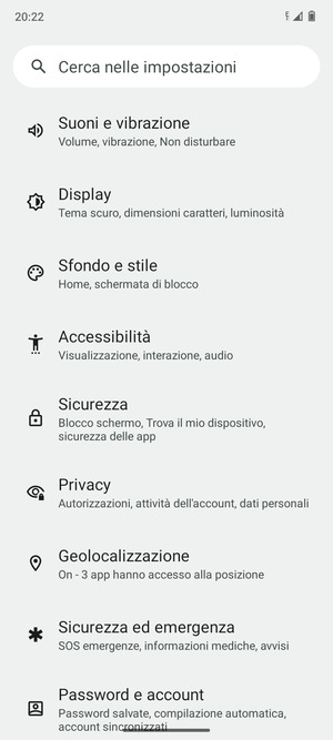 Scorri e seleziona Sicurezza