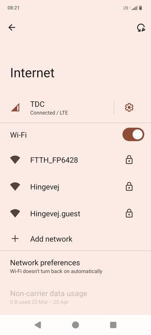 Select the wireless network you want to connect to