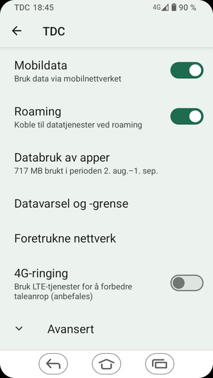 Slå Roaming på eller av
