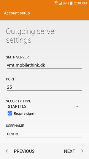 Enter Outgoing server address