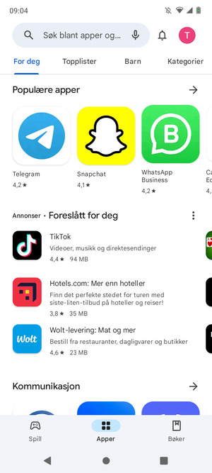 Velg søkefelt