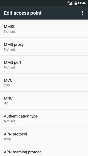 Scroll down and enter MMS information