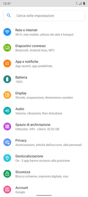 Seleziona Rete e Internet