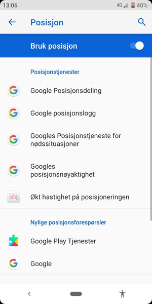 Slå av Bruk posisjon