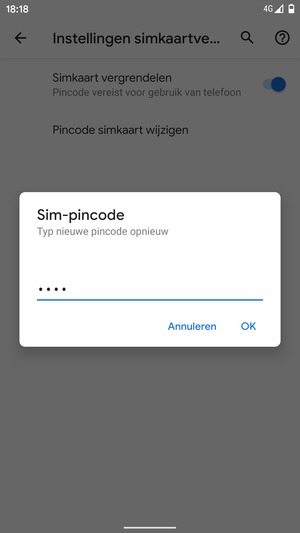 Bevestig uw nieuwe sim-pincode en selecteer OK