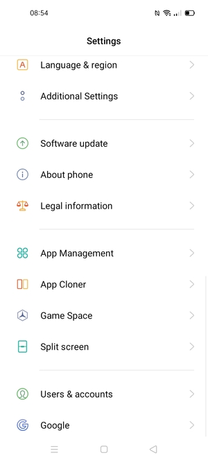 Scroll to and select Software update