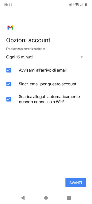 Seleziona AVANTI
