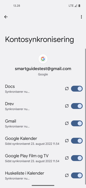 Dine oplysninger vil blive synkroniseret