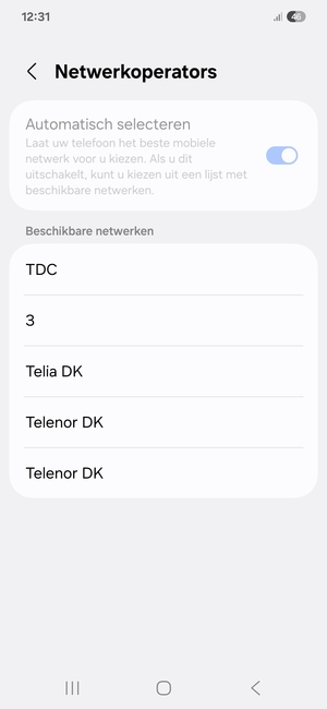 Selecteer een netwerkoperator uit de lijst