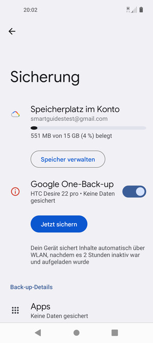 Wählen Sie Speicherplatz im Konto