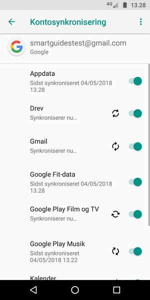 Dine oplysninger vil blive synkroniseret