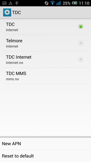 If your screen looks like this, select the Menu button on the phone and select New APN