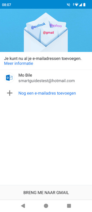 Selecteer BRENG ME NAAR GMAIL