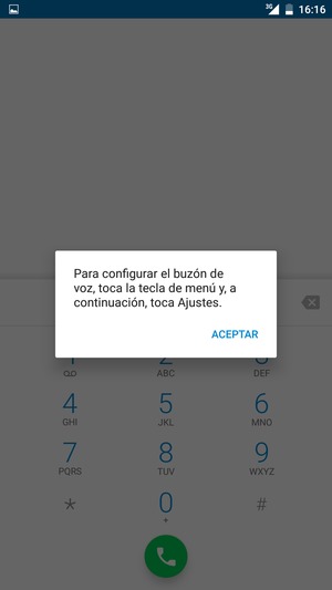 Si el correo de voz no está configurado, seleccione ACEPTAR