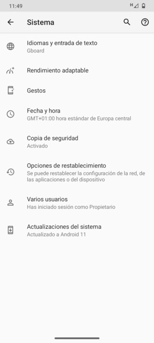 Seleccione Actualizaciones del sistema