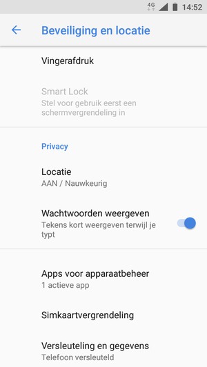 Scroll naar en selecteer Locatie