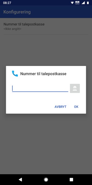 Skriv inn Nummer til talepostkasse og velg OK