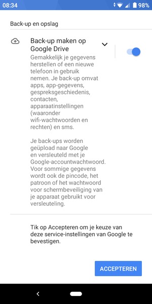 Selecteer ACCEPTEREN