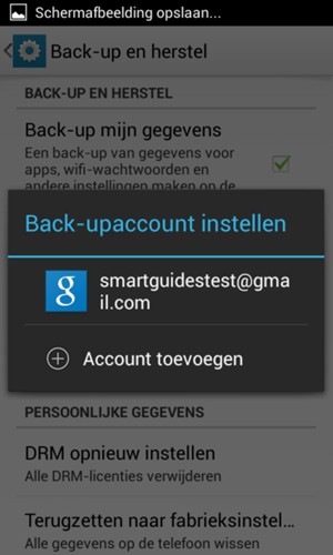 Selecteer uw back-up-account