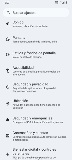 Desplácese y seleccione Seguridad y privacidad