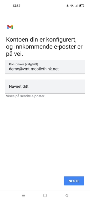 Gi kontoen din et navn, og skriv inn navnet ditt. Velg NESTE
