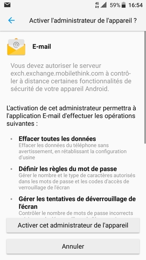 Sélectionnez Activer cet administrateur de l'appareil