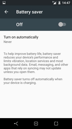 Turn on Battery saver