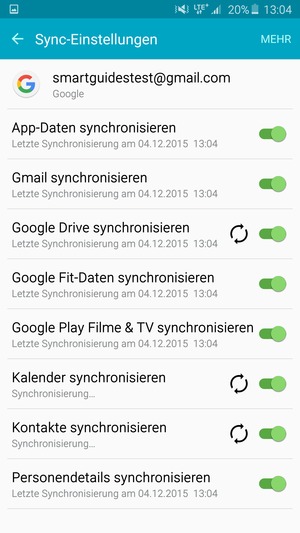 Ihre Kontakte von Google werden nun auf Ihr Galaxy synchronisiert