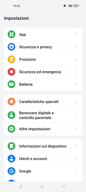 Scorri e seleziona Sicurezza e privacy