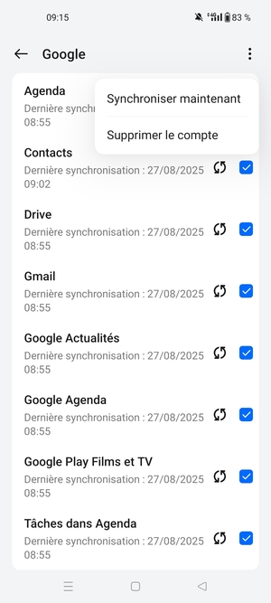 Sélectionnez Synchroniser maintenant