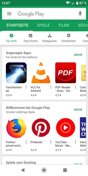 Wählen Sie die Suchleiste