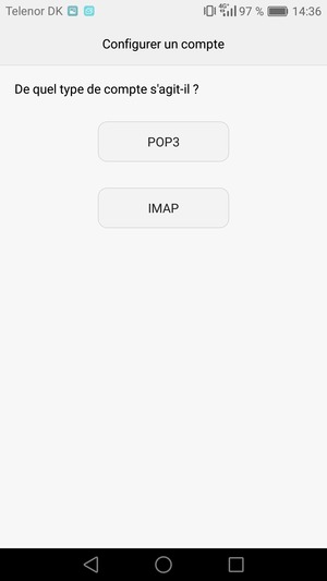 Sélectionnez POP3 ou IMAP