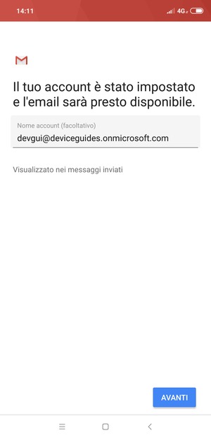 Scegli un nome per il tuo account e seleziona AVANTI
