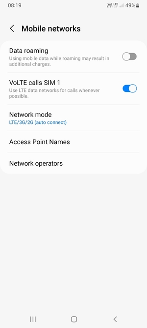 To change network if network problems occur, select Network operators