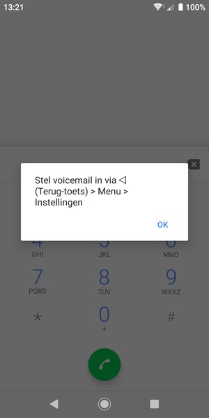 Als uw voicemail niet geïnstalleerd is, selecteert u OK