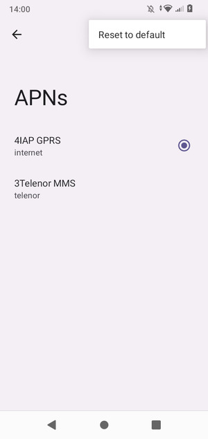 Select Reset to default