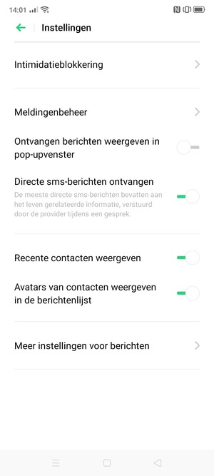 Selecteer Meer instellingen voor berichten