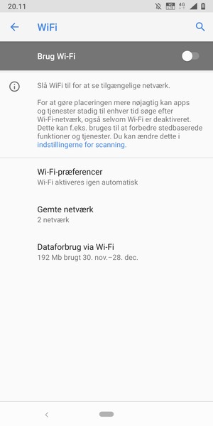 Aktiver Brug Wi-Fi