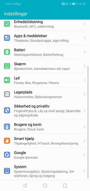 Vend tilbage til menuen Indstillinger og vælg Brugere og konti