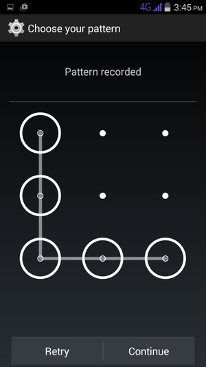 Draw an unlock pattern and select Continue