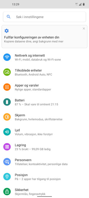 Bla til og velg Posisjon