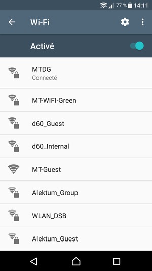 Vous êtes maintenant connecté au réseau Wi-Fi