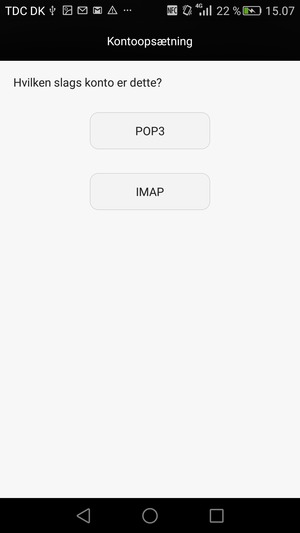 Vælg POP3 eller IMAP