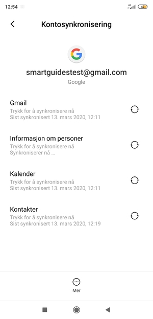 Din informasjon blir synkronisert