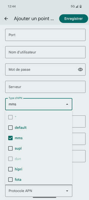 Cochez la case mms