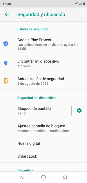 El teléfono ha sido asegurado con un bloqueo de pantalla