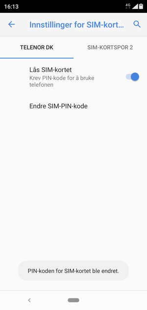 Din PIN-kode for SIM-kort er endret