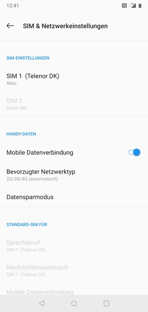 Wählen Sie SIM 1 oder SIM 2